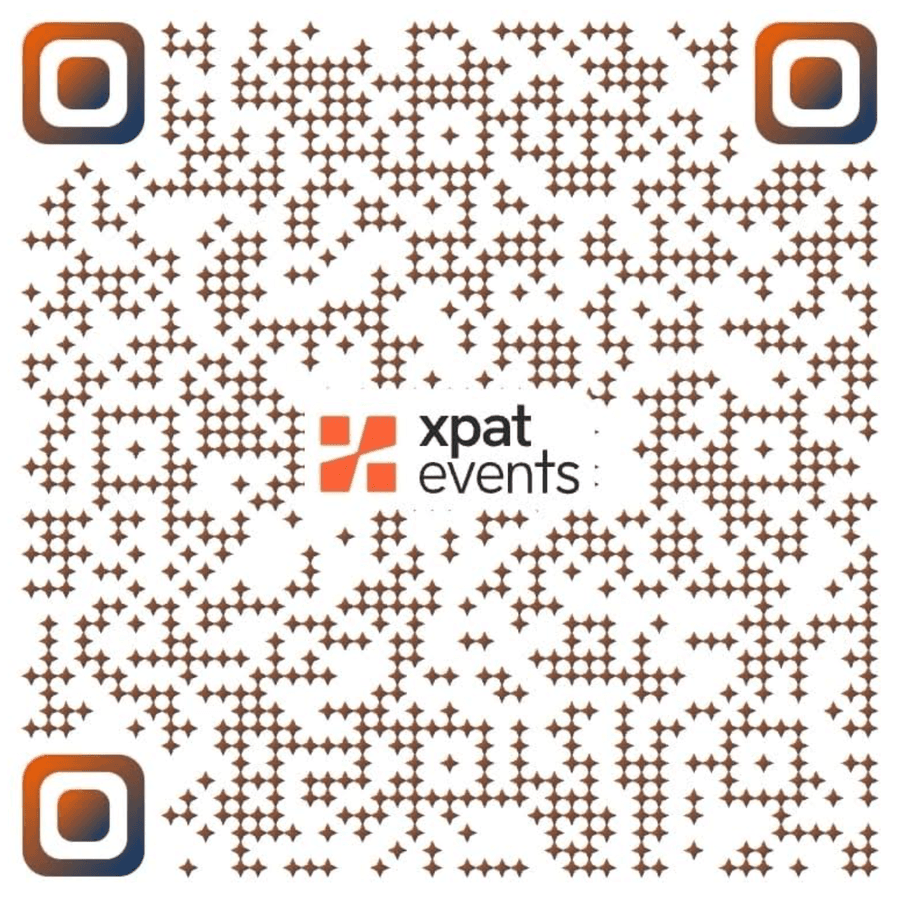 QR code to RSVP and donate on Xpat Events